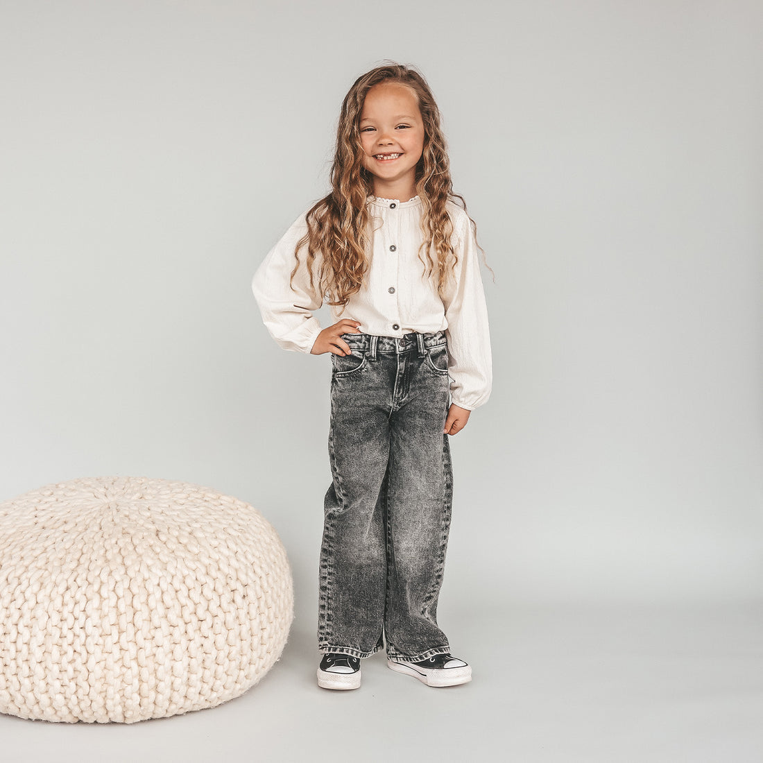 Stretch Denim Wide Leg Glitter Jeans