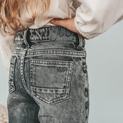 Stretch Denim Wide Leg Glitter Jeans
