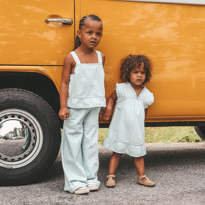 Chambray Ruffle Pants Sunlit Blue