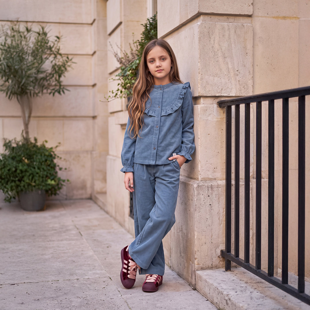 Wide Leg Pants Rib Denim