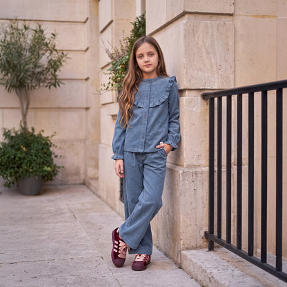 Wide Leg Pants Rib Denim