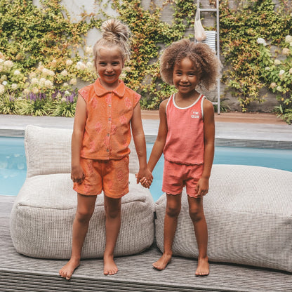 Shorts Flower Terry Coral