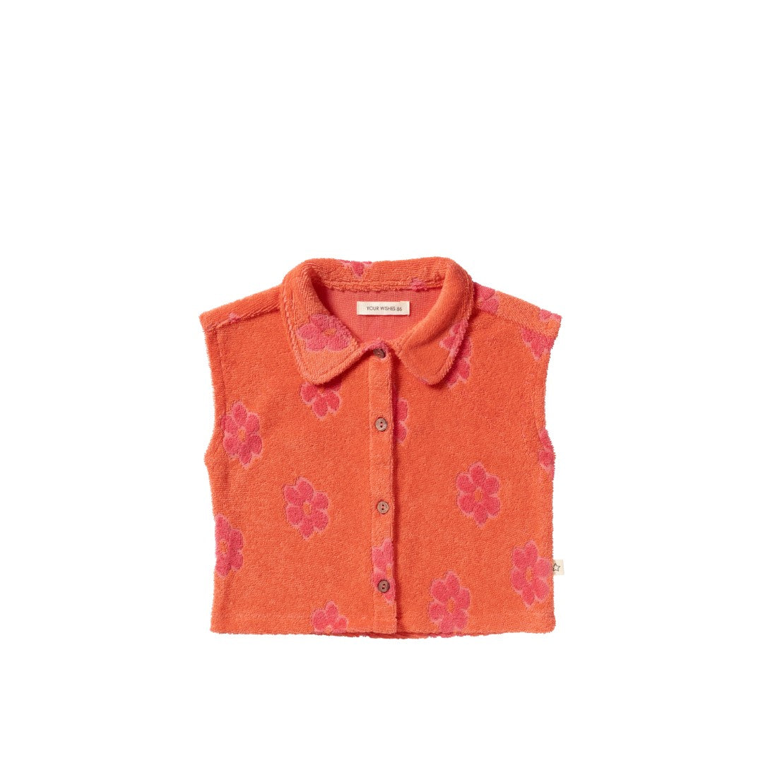 Summer Vest Flower Terry Coral