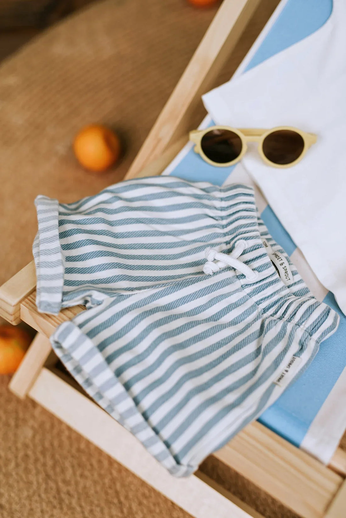 Baby Short Stripes Denim Blue - Sproet &amp; Sprout