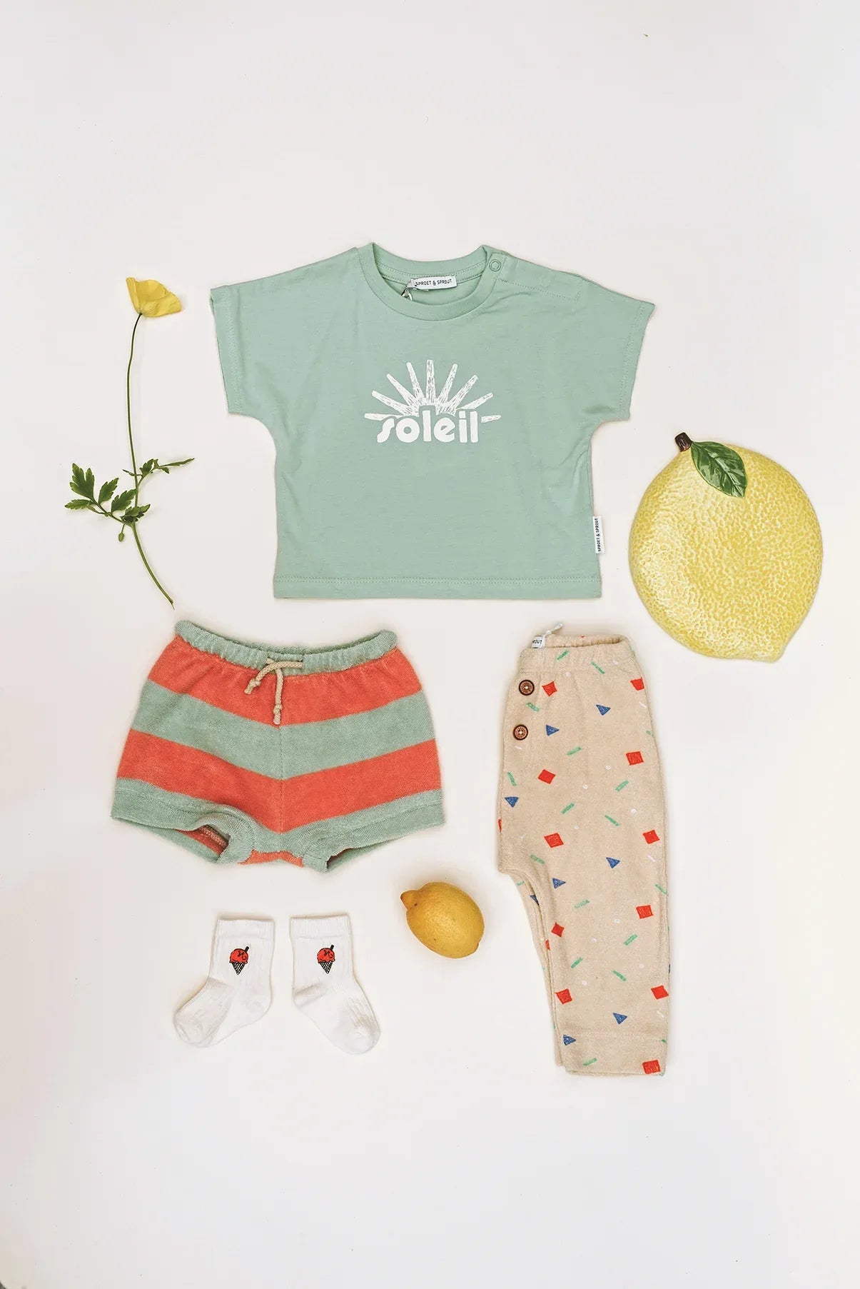 Baby T-shirt Soleil Silt Green - Sproet &amp; Sprout