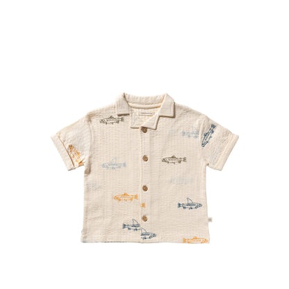 Shark Fish Loose Shirt White Swan