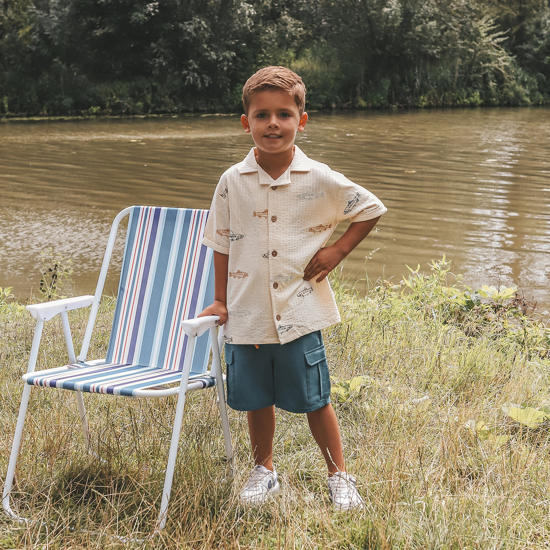 Shark Fish Loose Shirt White Swan