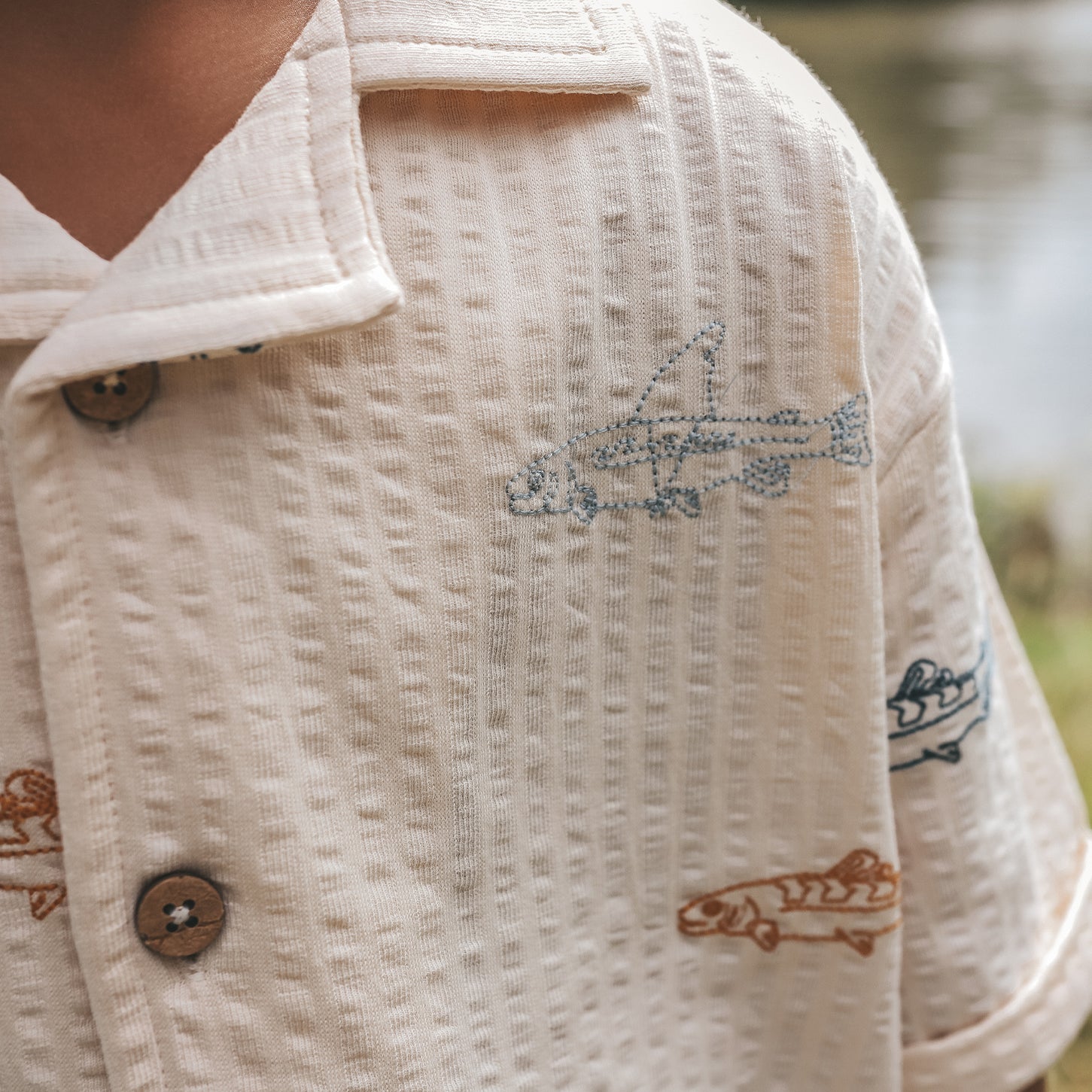 Shark Fish Loose Shirt White Swan