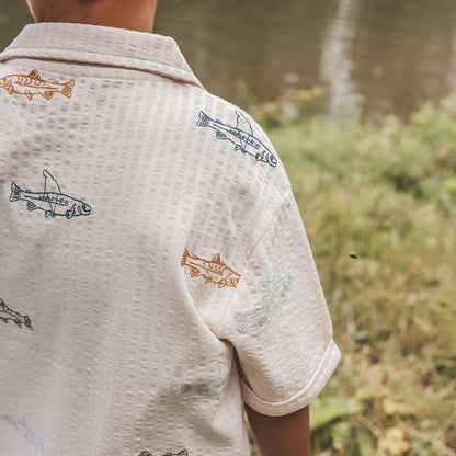 Shark Fish Loose Shirt White Swan