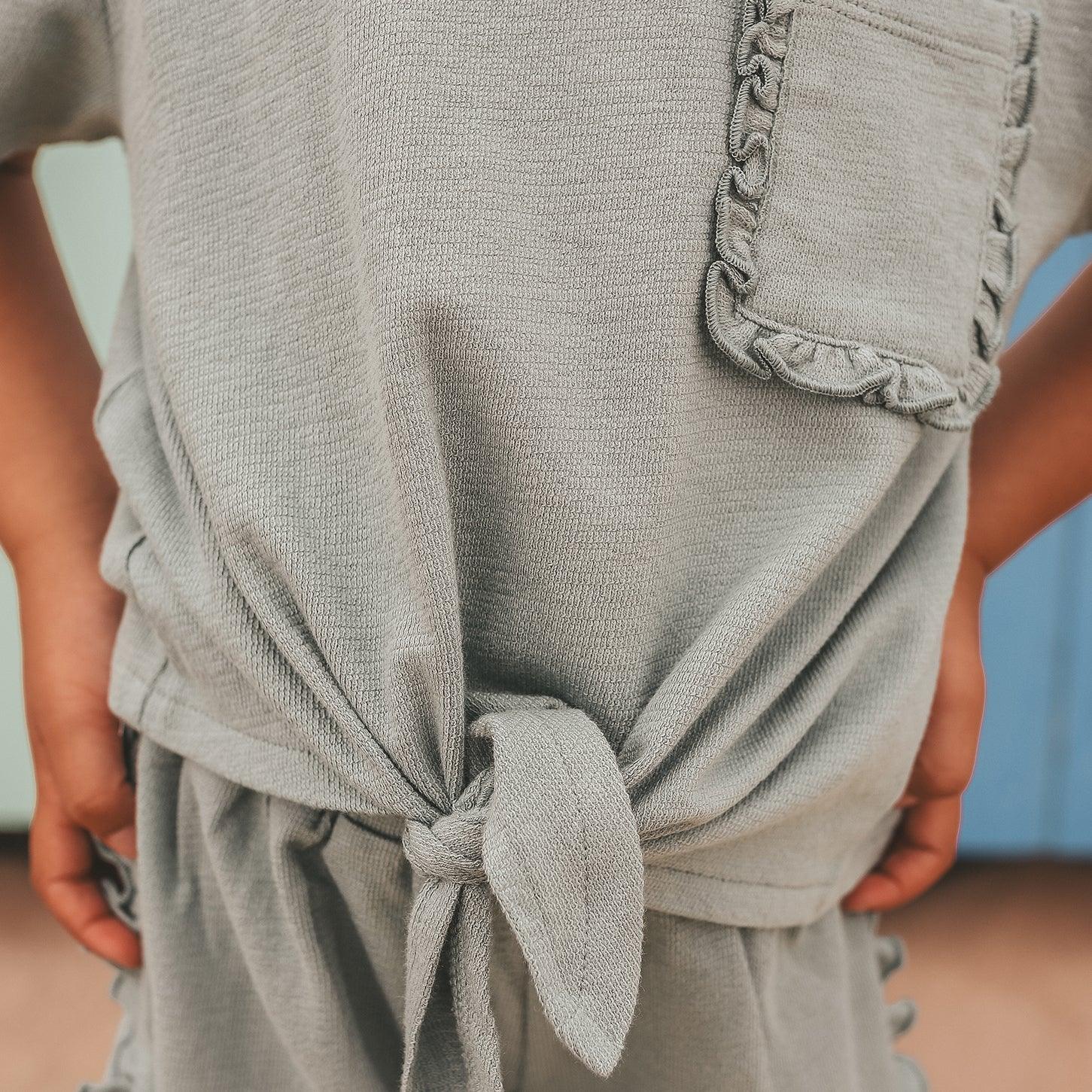 Textured Jersey Front Tie shirt Ocean - Your Wishes