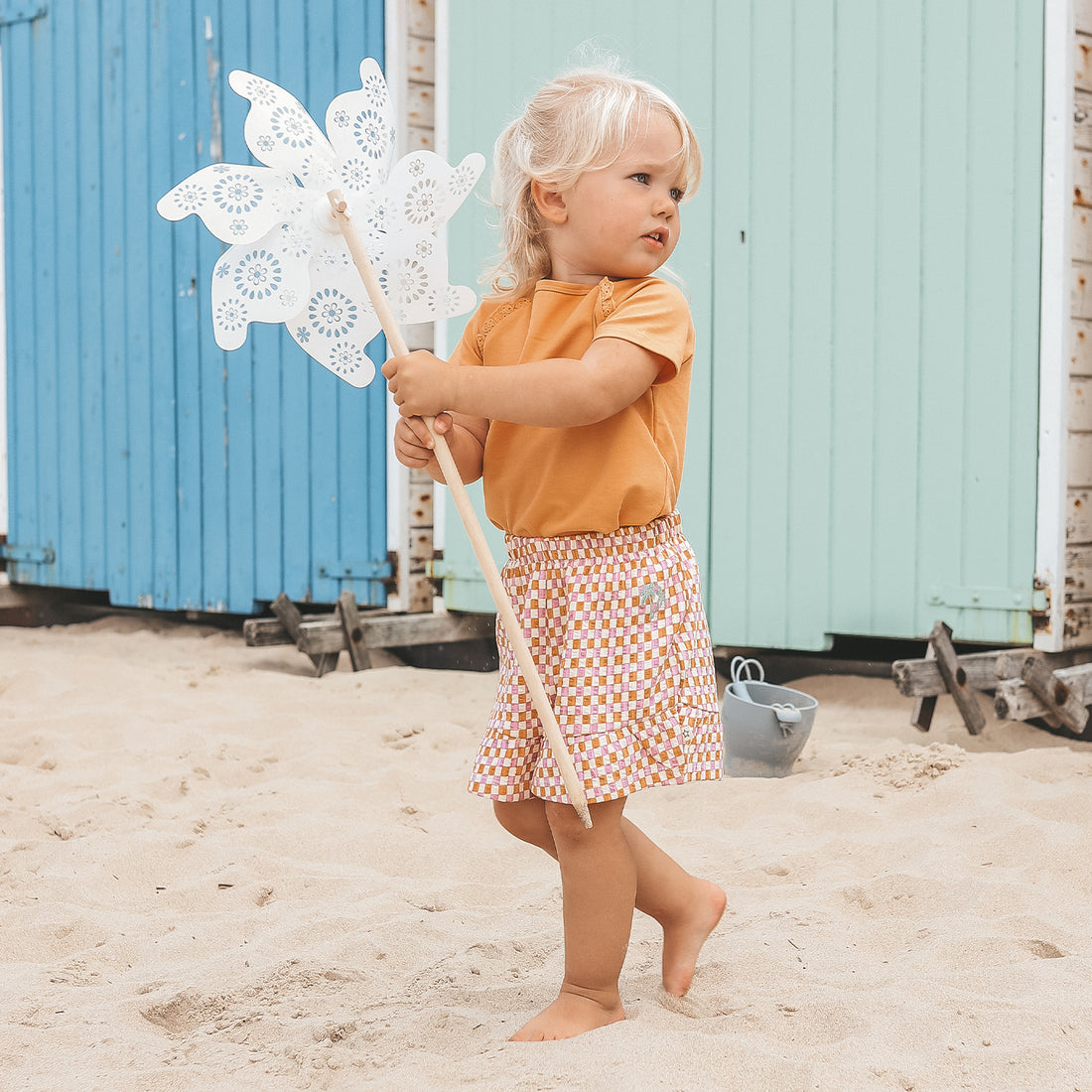 Mini Check Wide Shorts Multicolor