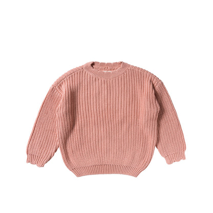 Knit Chunky Scallop Sweater Rose Dawn