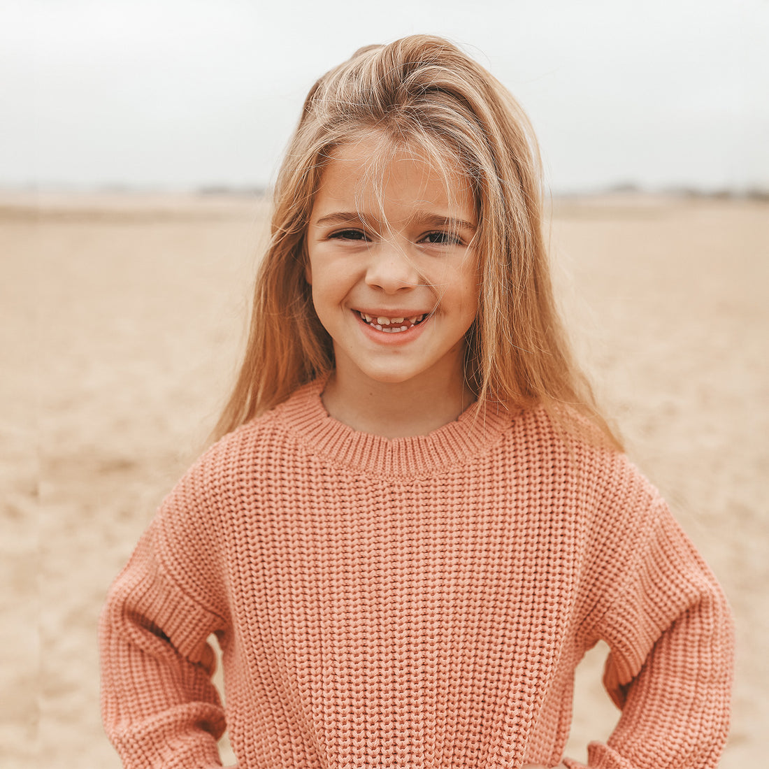 Knit Chunky Scallop Sweater Rose Dawn