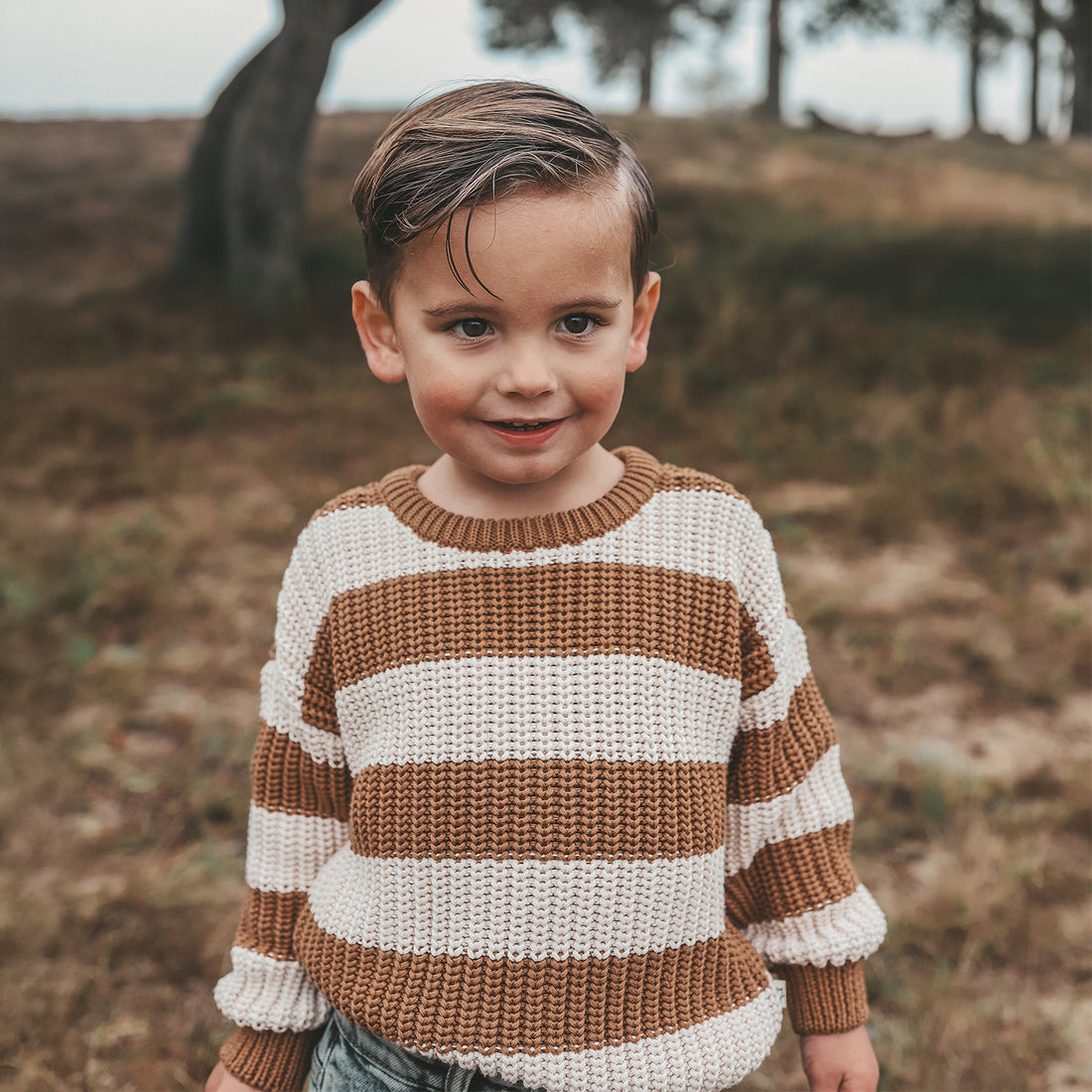 Stripe Knit Chunky Sweater Smoke Grey