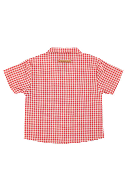 Hawaiian Shirt Red And Ecru Checkered - Piupiuchick
