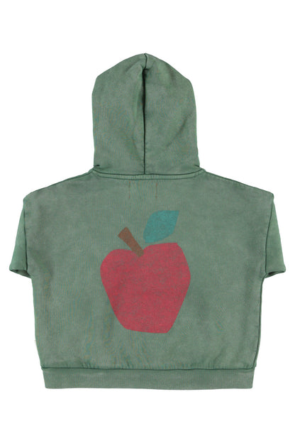 Hoodie Green With Apple Print