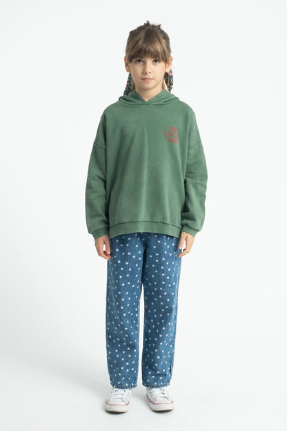 Hoodie Green With Apple Print