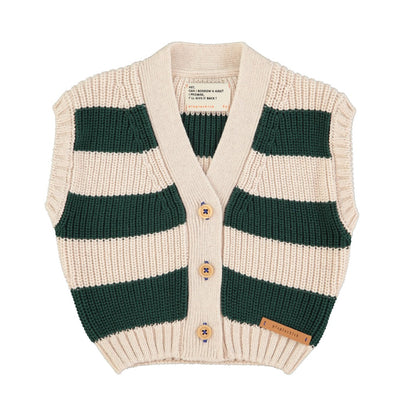 Knitted Waistcoat Ecru Green