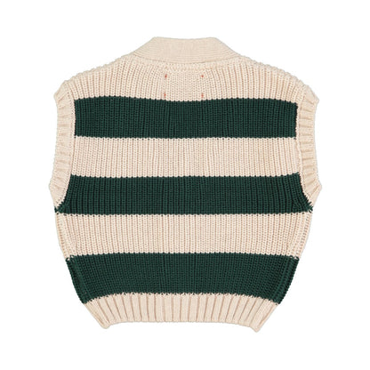 Knitted Waistcoat Ecru Green