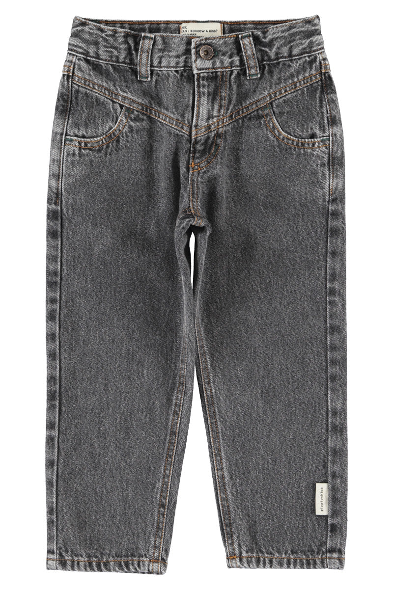 Mom Fit Trousers Washed Black Denim