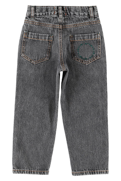 Mom Fit Trousers Washed Black Denim