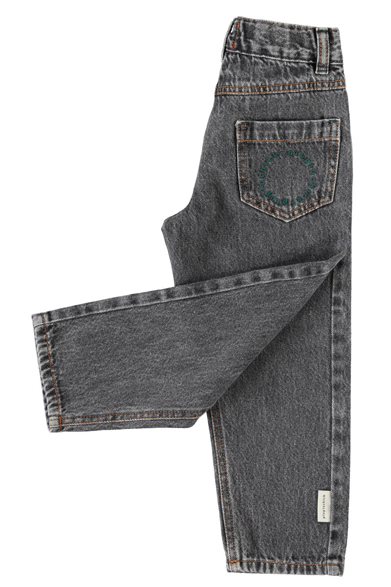 Mom Fit Trousers Washed Black Denim