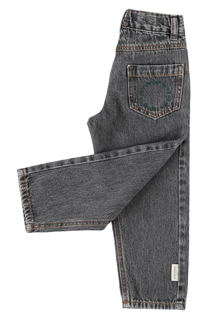 Mom Fit Trousers Washed Black Denim