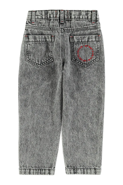 Mom Fit Trousers Washed Black Denim - Piupiuchick