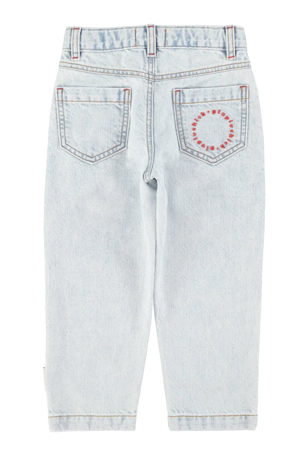 Mom Fit Trousers Washed Light Blue Denim - Piupiuchick
