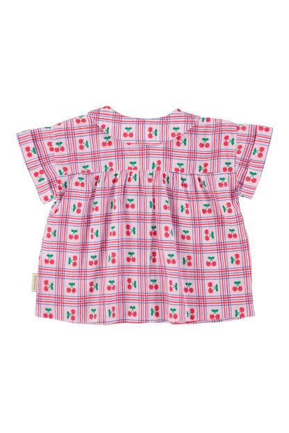 Peter Pan Collar Shirt Lilac With Cherries Allover - Piupiuchick
