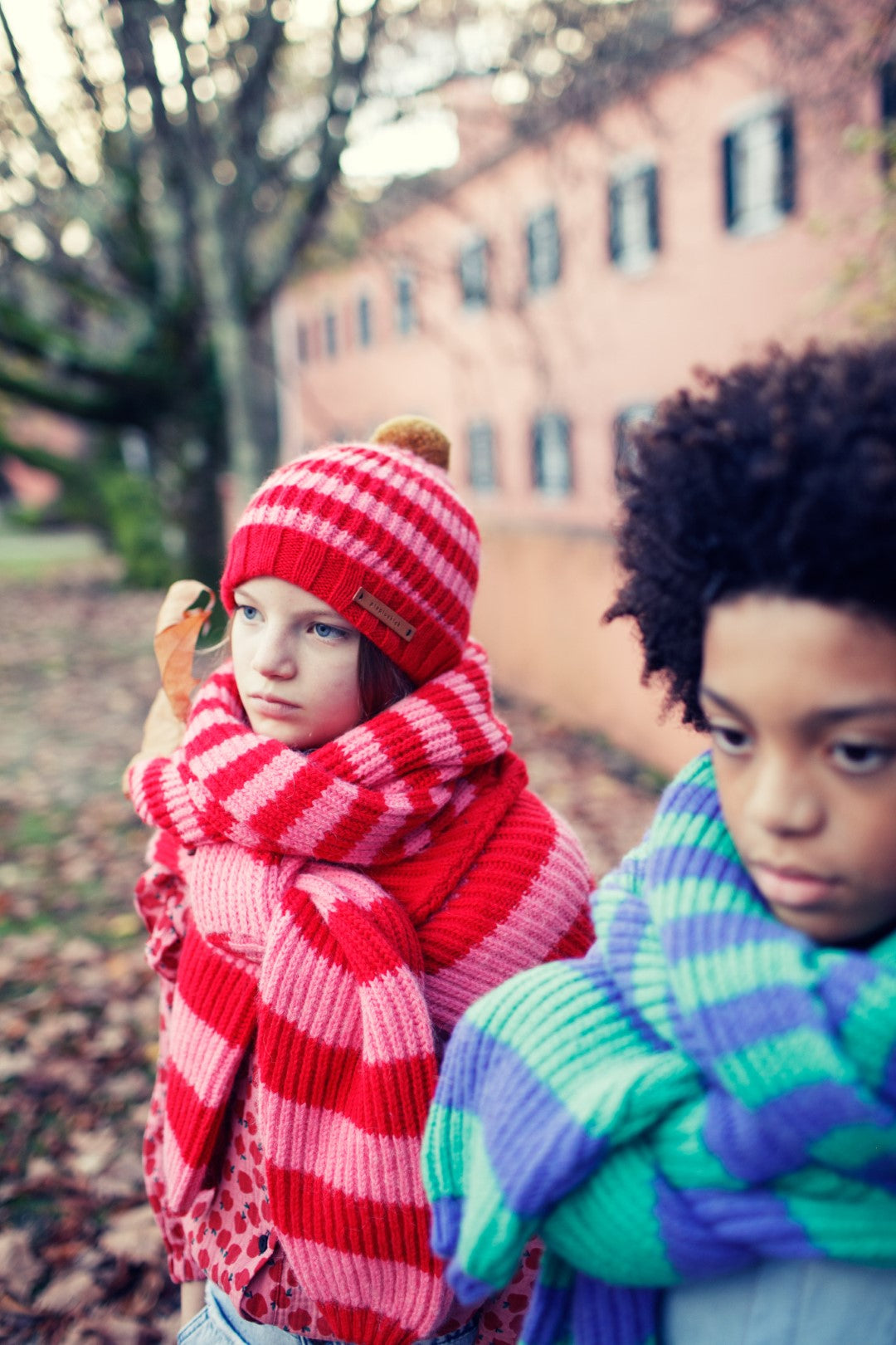 Knitted Sweater Green &amp; Purple Stripes