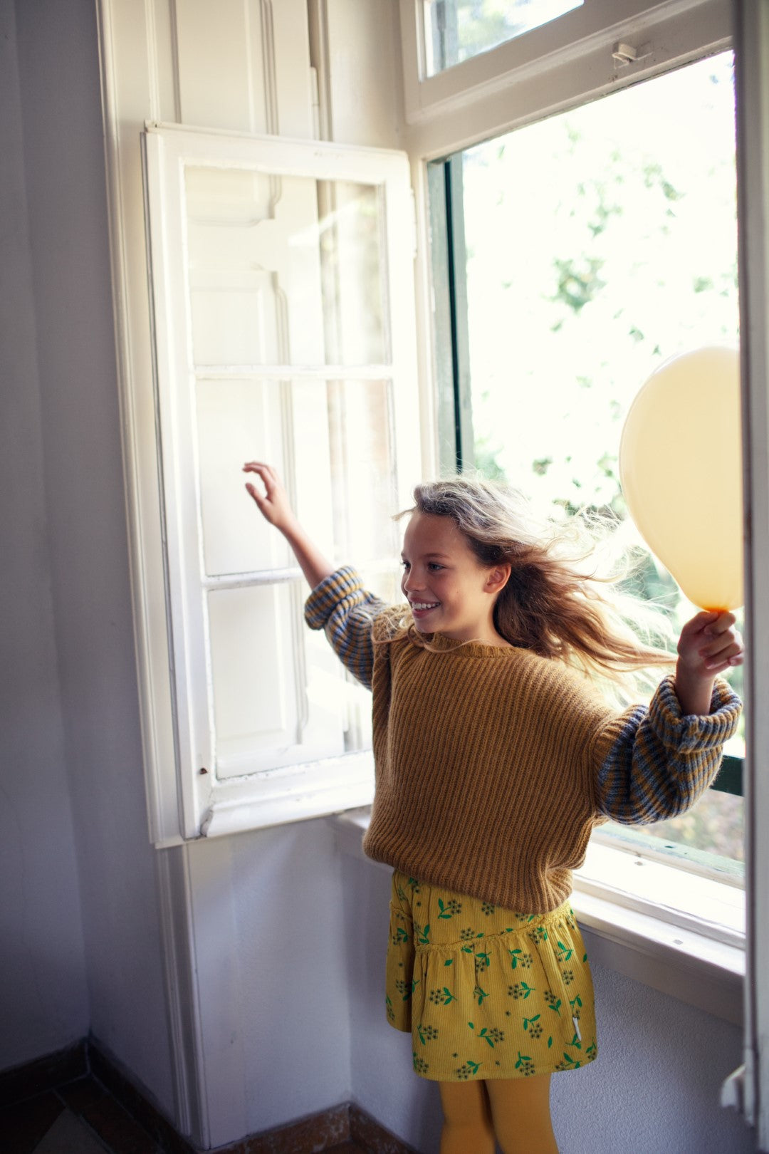 Knitted Sweater Camel &amp; Grey Stripes