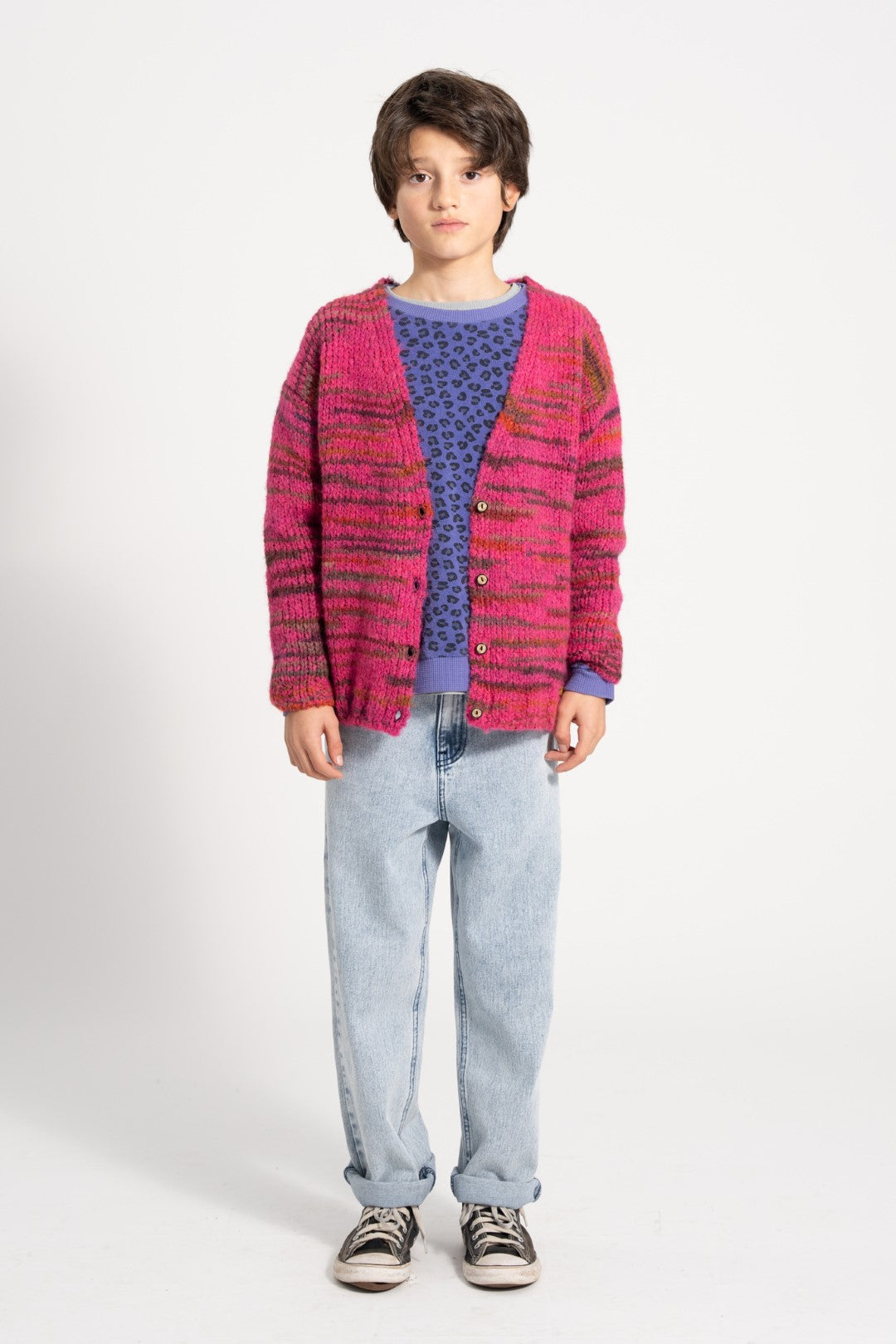 Knitted Cardigan Multicolor Fuschia