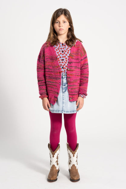 Knitted Cardigan Multicolor Fuschia