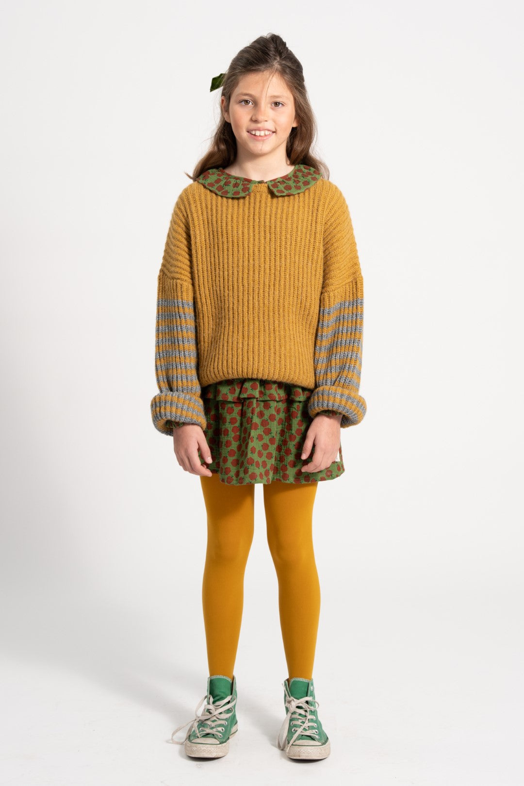 Knitted Sweater Camel &amp; Grey Stripes