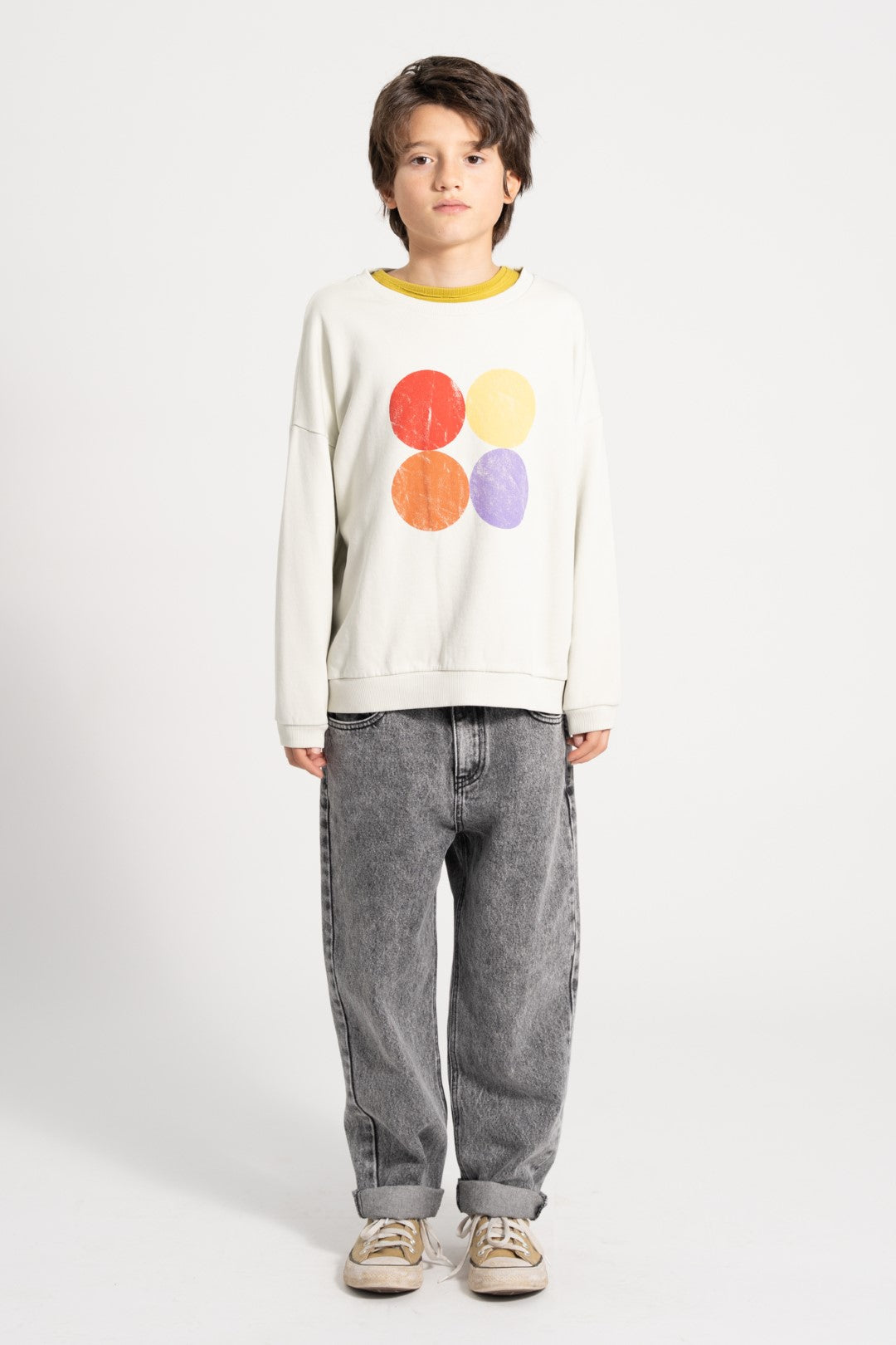 Sweatshirt Ecru Multicolor Circles Print