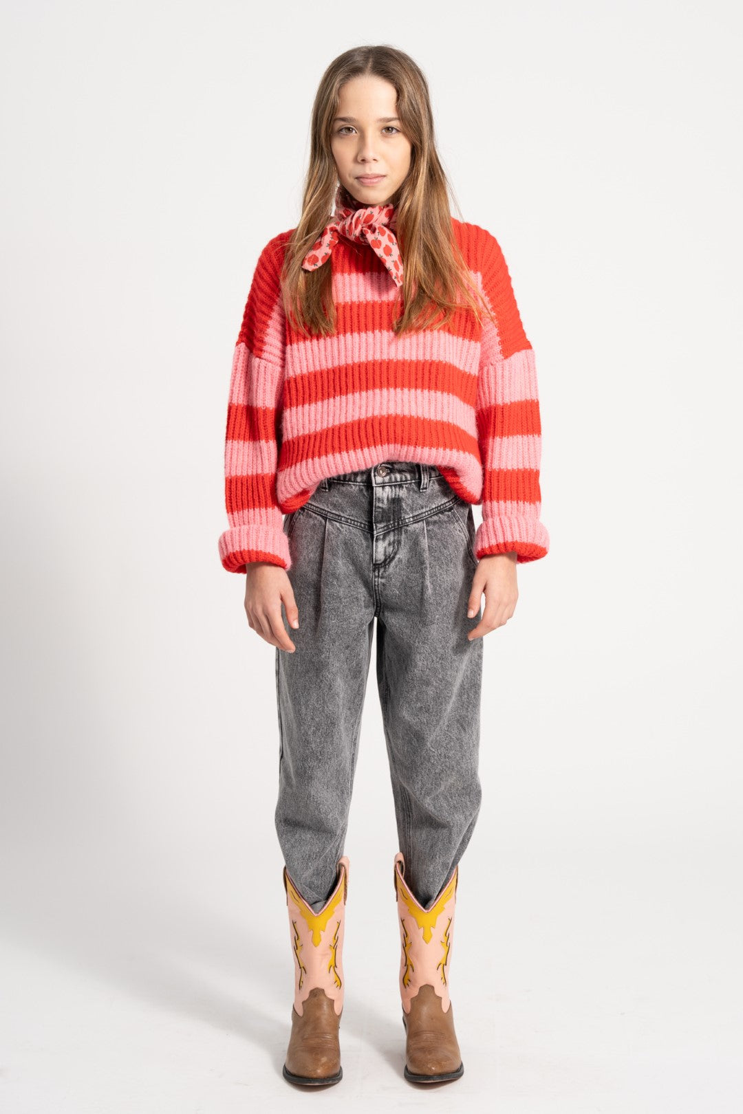 Knitted Sweater Red &amp; Pink Stripes