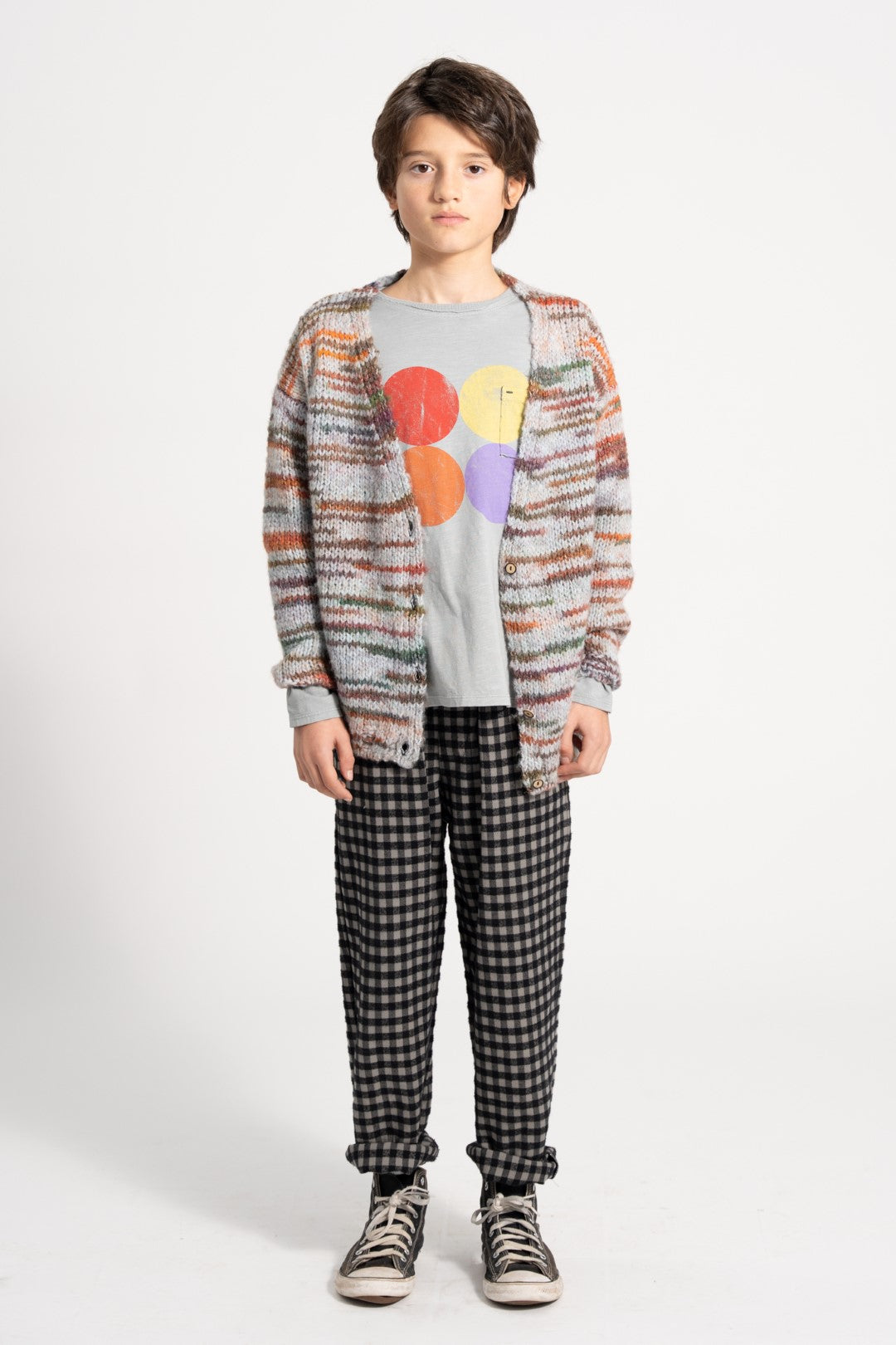 Longsleeve Grey Multicolor Circles Print