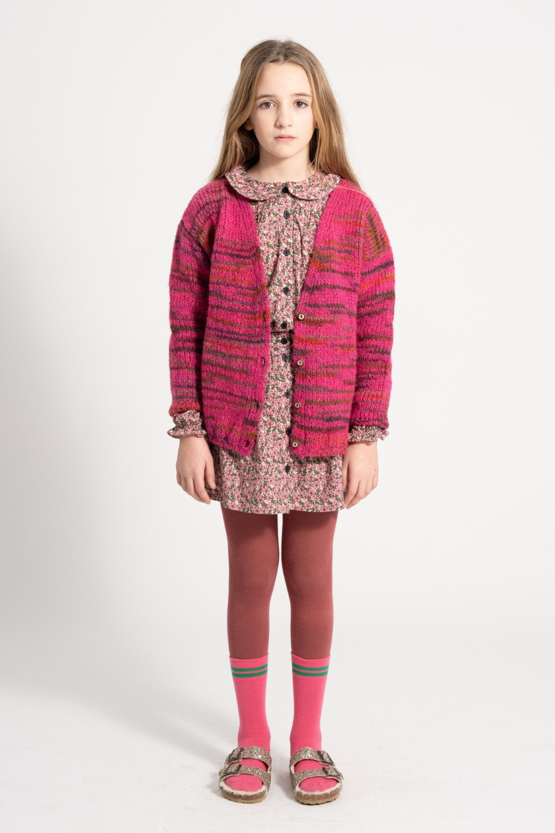 Knitted Cardigan Multicolor Fuschia