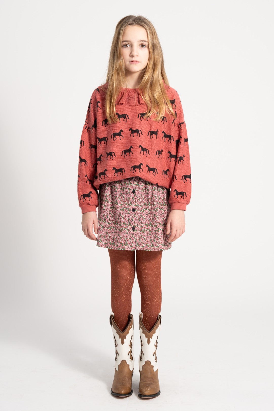 Sweatshirt Old Pink Black Horses