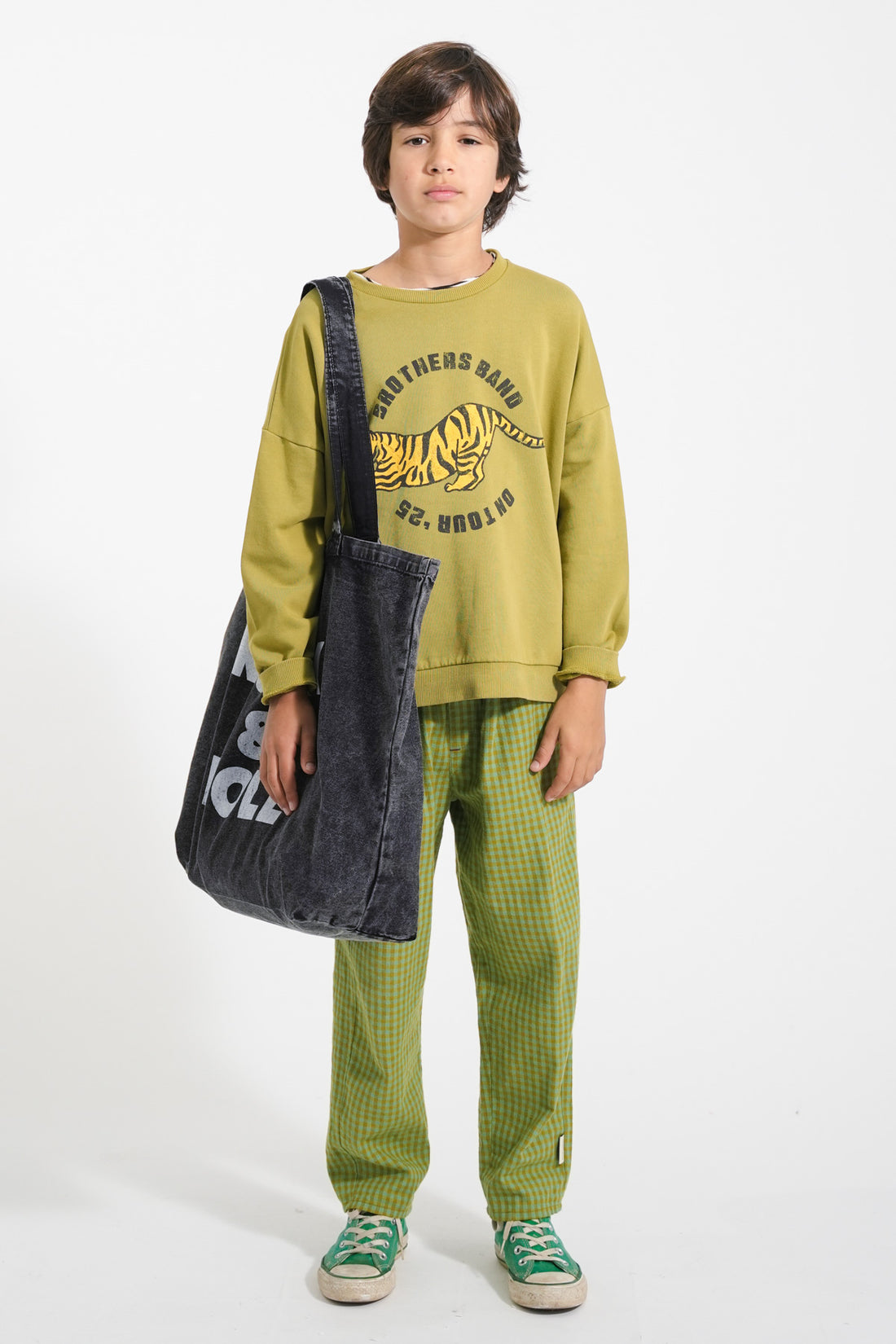 Sweatshirt Olive Green With Tiger Print
