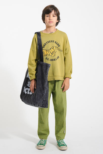 Sweatshirt Olive Green With Tiger Print