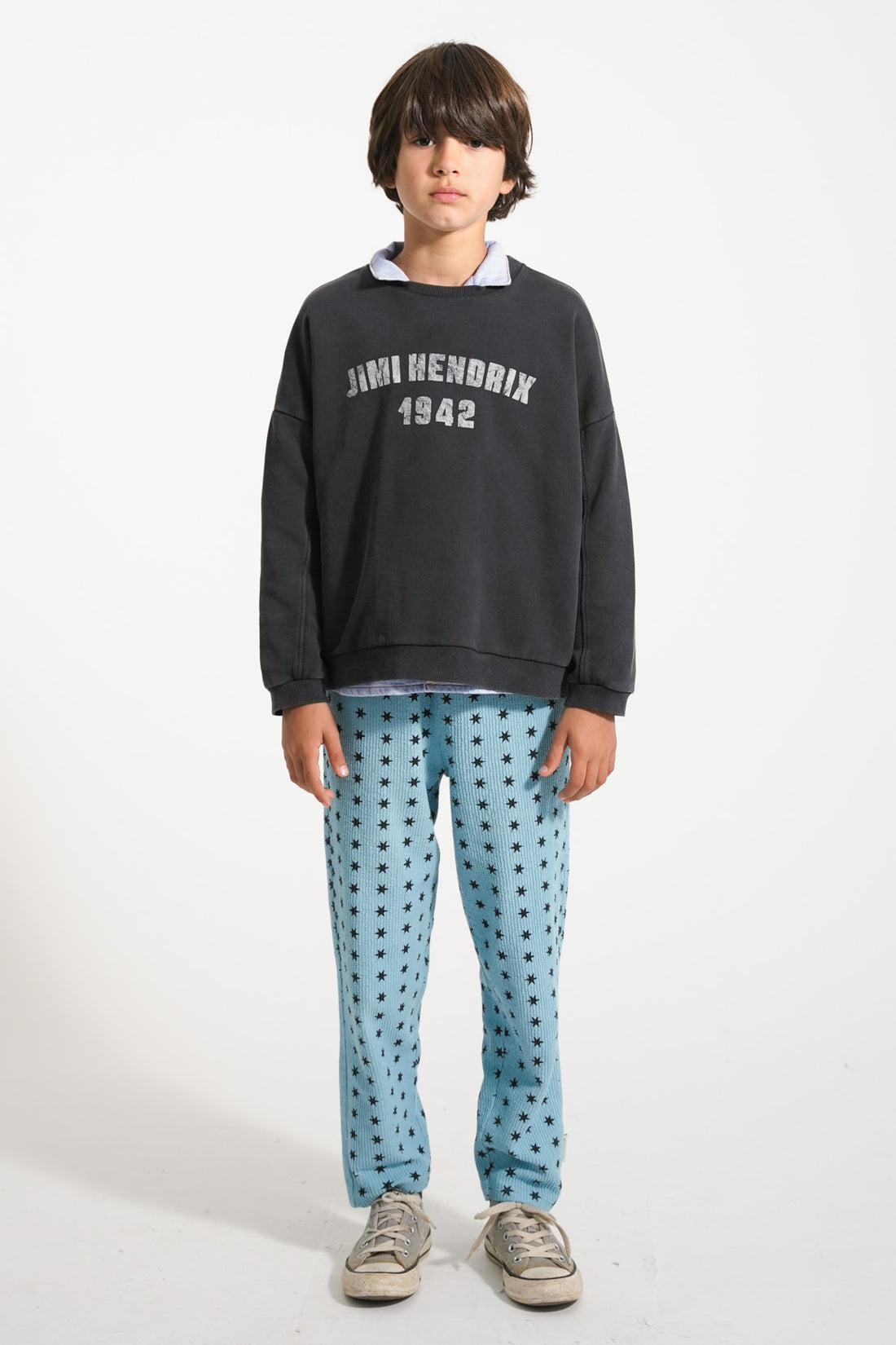 Sweatshirt Faded Black With Jimi Hendrix Print