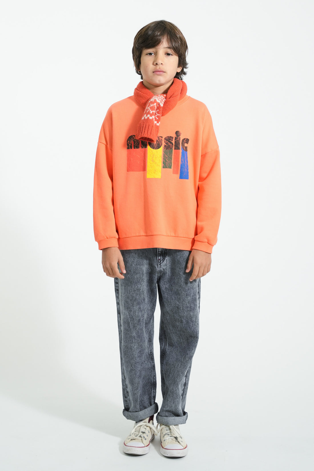 Sweatshirt Orange With Music Print