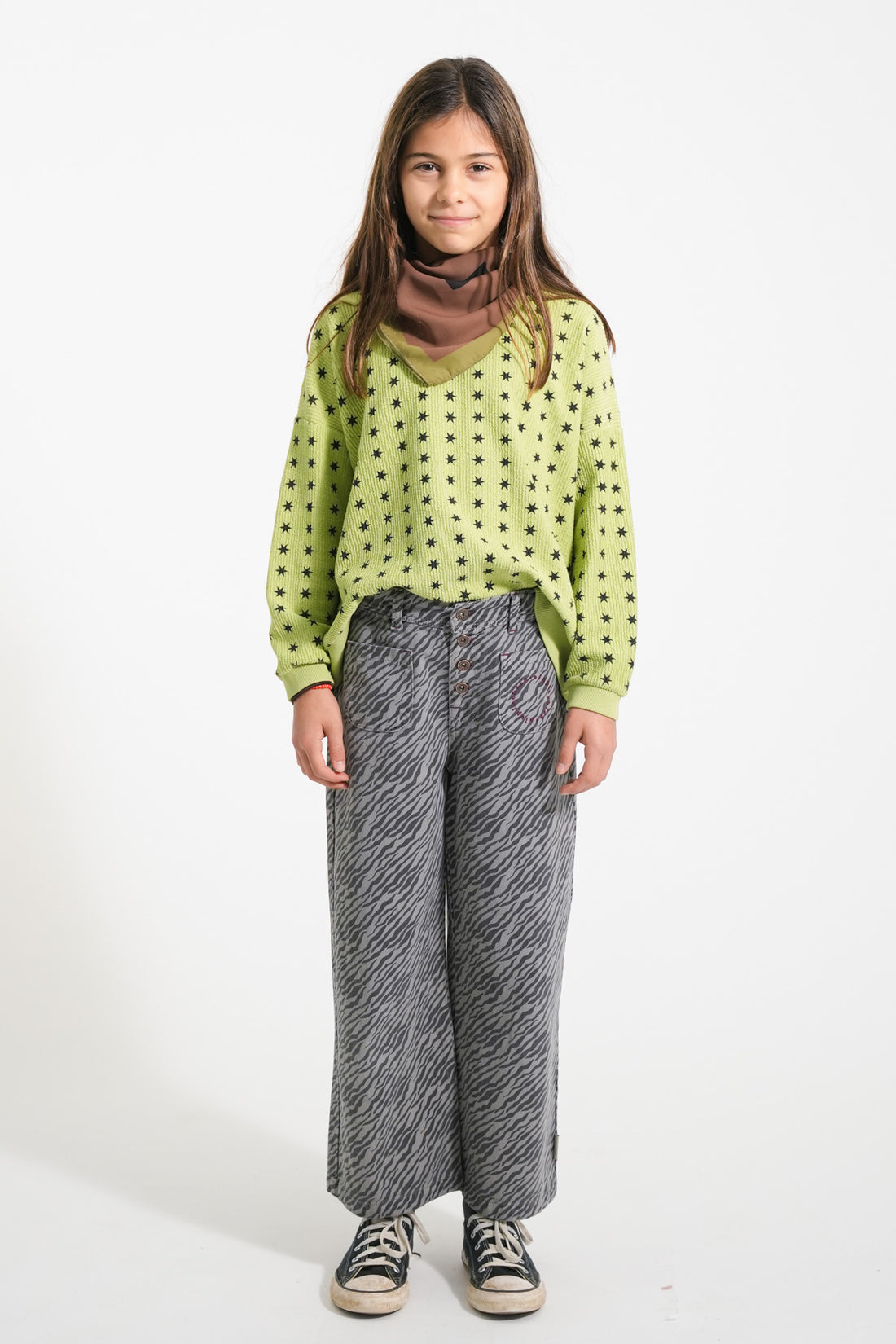 Flare Trousers Grey With Zebra Print