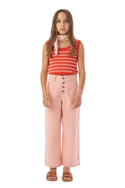 Flare Trousers Light Pink Animal Print