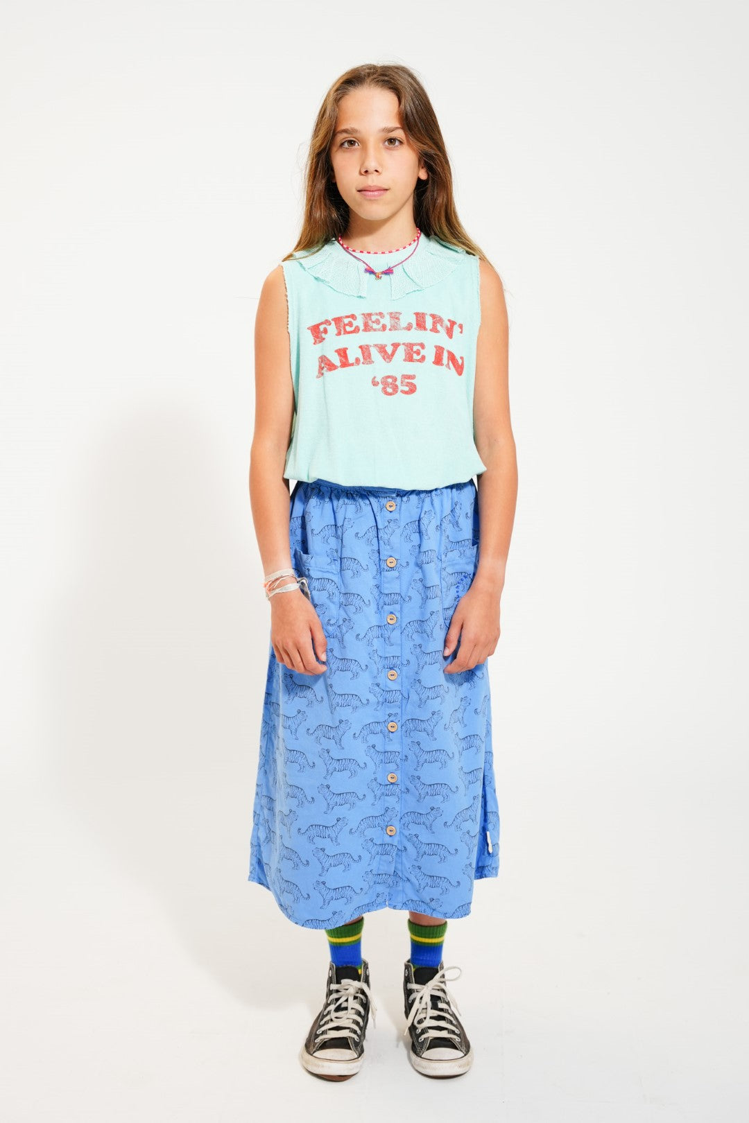 Sleeveless Top With Collar Blue Feelin&