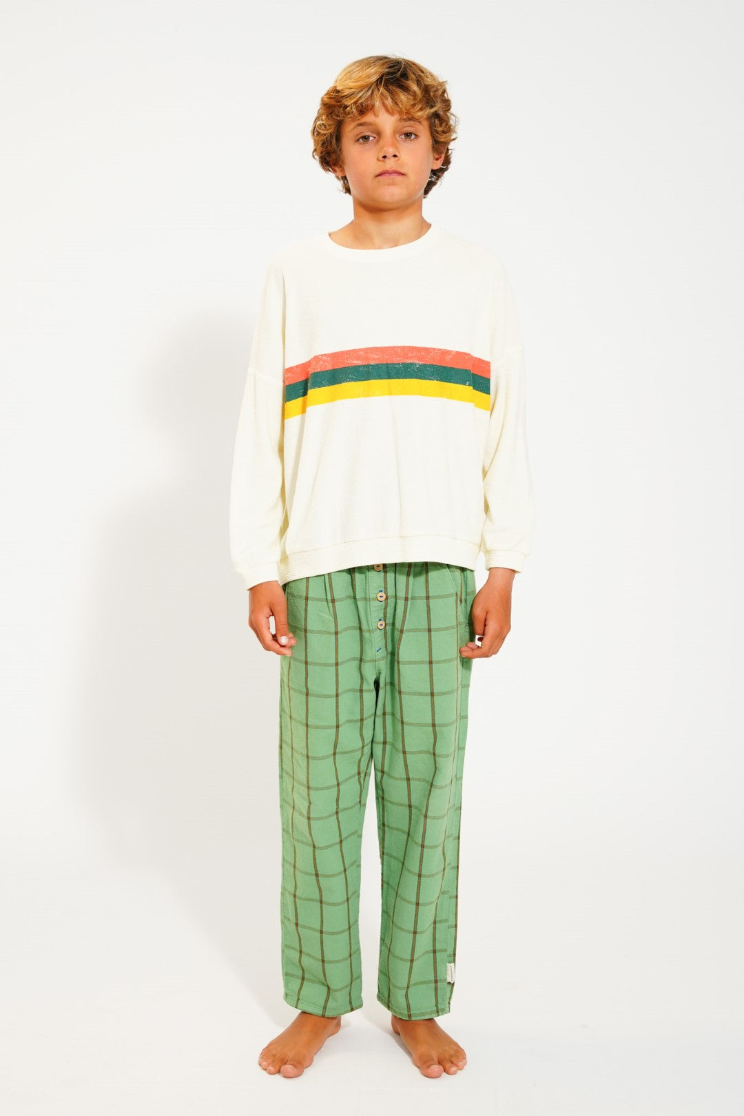 Sweatshirt Ecru With Multicolor Stripes Print