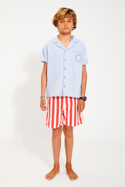 Boy Shorts White Red Stripes