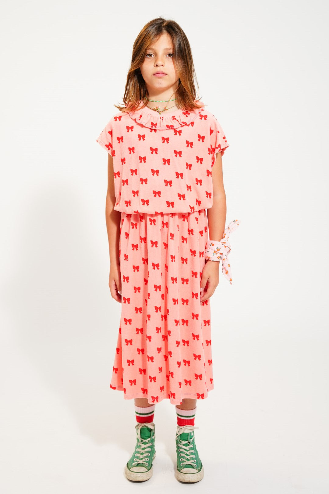 Long Skirt Pink With Red Bows